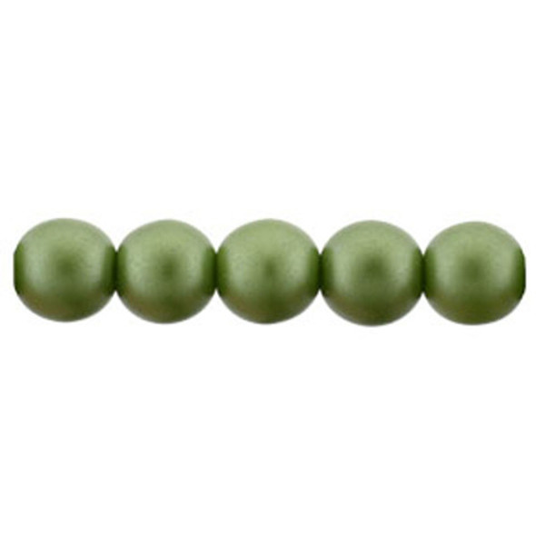 Czech Glass Pearls Round OLIVE
