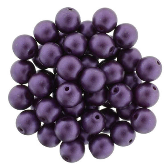 Czech Glass Pearls 6mm Round PURPLE VELVET