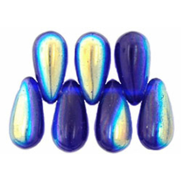 Drop Beads Czech Glass COBALT AB 10x5mm