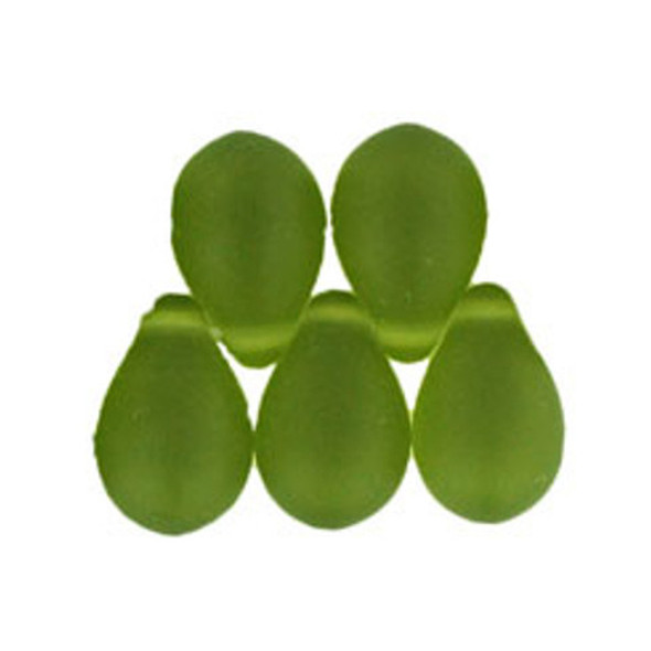 Drop Beads Czech Glass MATTE OLIVINE 9x6mm