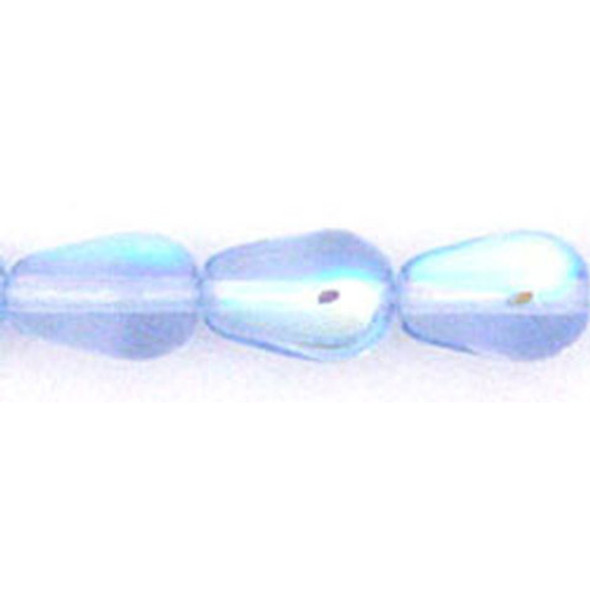 Tear Drop Beads Vertical Hole Czech Glass LT SAPPHIRE AB 9x6mm