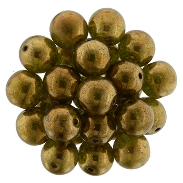 Czech Glass DRUK Beads 8mm Round PATINA OLIVINE