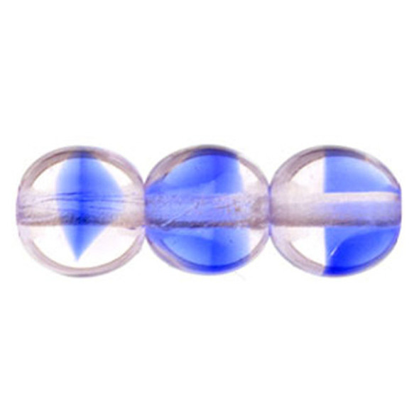 ch Glass DRUK Beads Round LT PINK BLUE