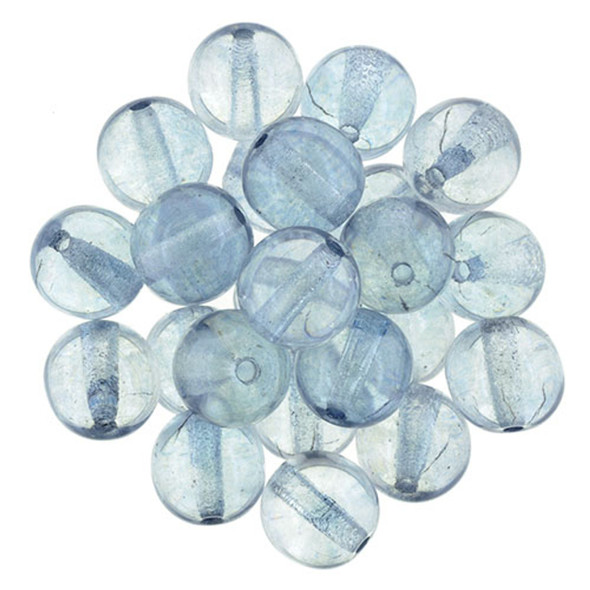 Czech Glass DRUK Beads 8mm Round LUSTER TRANSPARENT BLUE