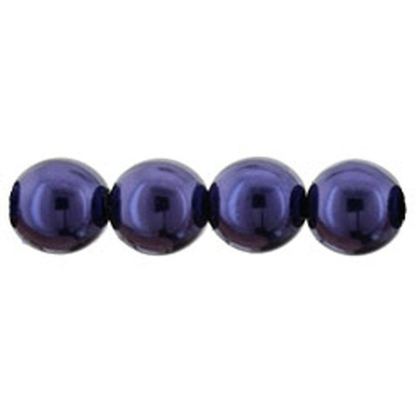 Czech Glass DRUK Beads Round PEARL ROYAL PURPLE