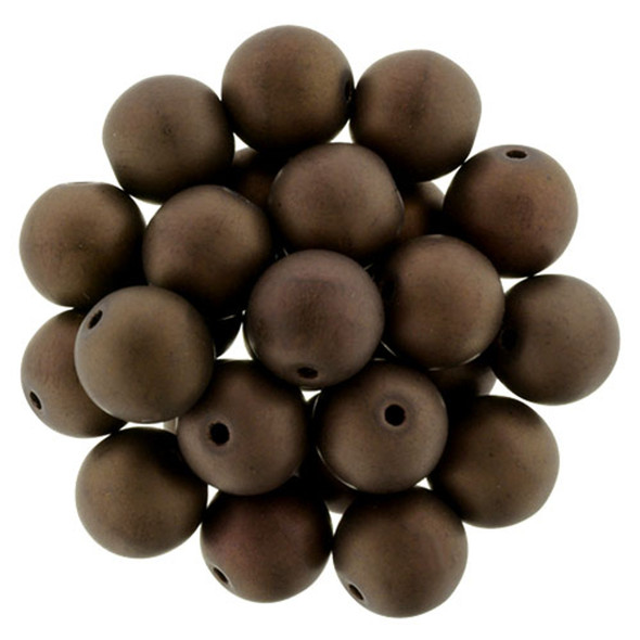 Czech Glass DRUK Beads 8mm Round MATTE DK BRONZE