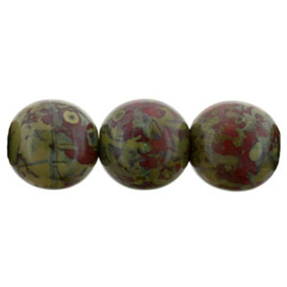 Czech Glass DRUK Beads Round OPAQUE RED PICASSO