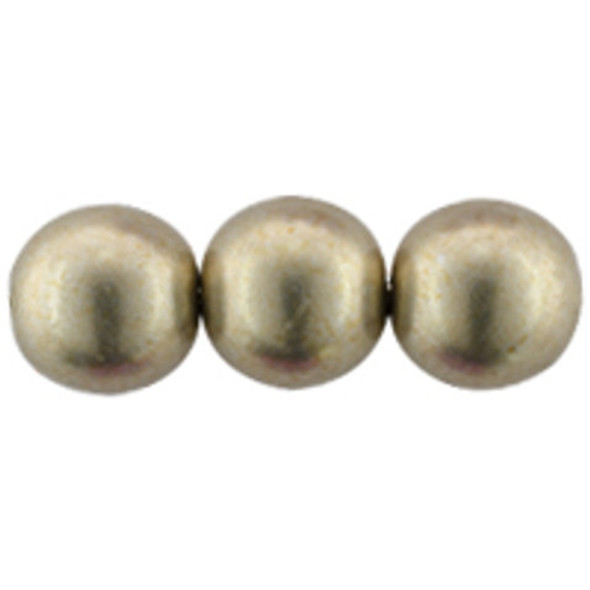 Czech Glass DRUK Beads 8mm Round SUEDED GOLD CLOUD DREAM