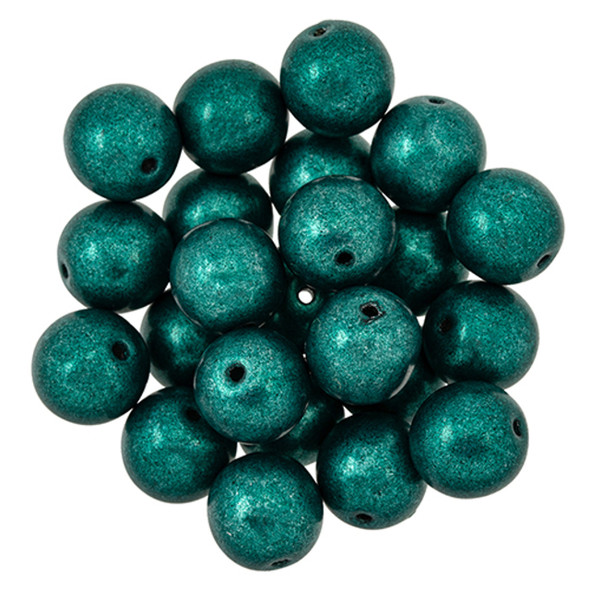 Czech Glass DRUK Beads 8mm Round SATURATED METALLIC FOREST BIOME