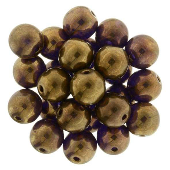 Czech Glass DRUK Beads 8mm Round PATINA TANZANITE