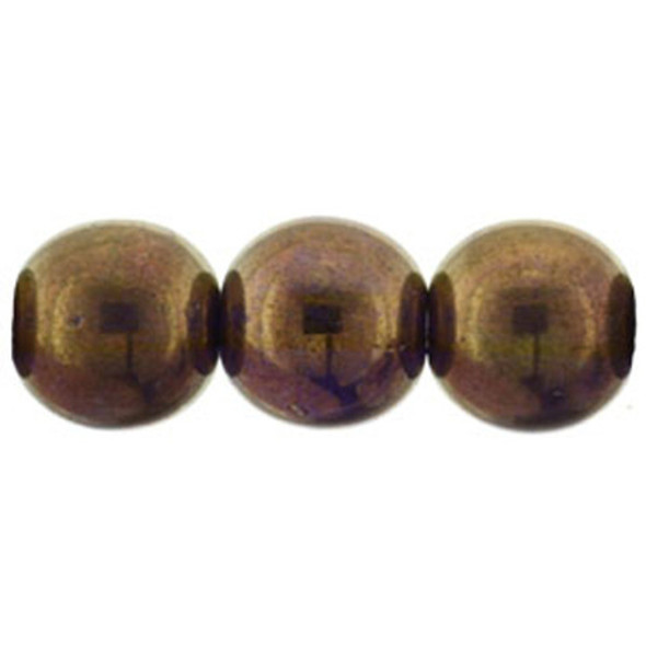 Czech Glass DRUK Beads Round PATINA TANZANITE