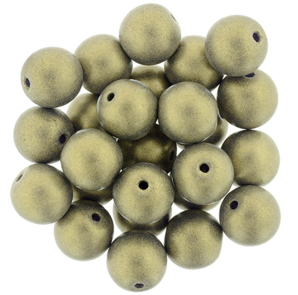 Czech Glass DRUK Beads 8mm Round SUEDED GOLD TANZANITE