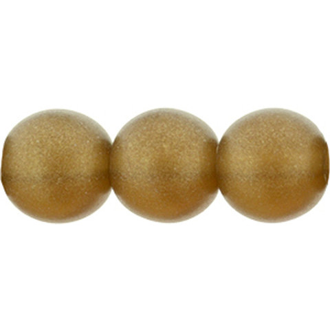Czech Glass DRUK Beads Round SUEDED GOLD SMOKY TOPAZ