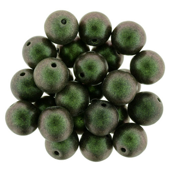 Czech Glass DRUK Beads 8mm Round POLYCHROME OLIVE MAUVE