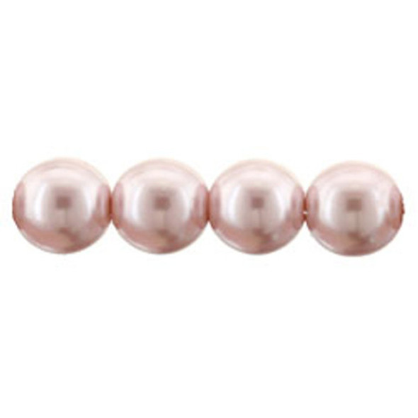 Czech Glass DRUK Beads Round PEARL PINK ROSE