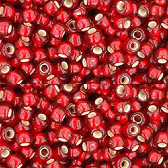 Toho ROUND 15/0 Seed Beads SILVER LINED FROSTED RUBY