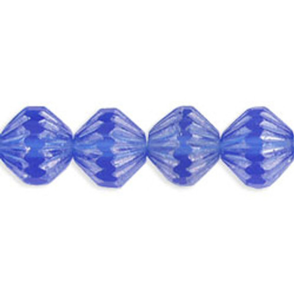 Fluted Fire-Polish Czech Glass Beads LUSTER SAPPHIRE 9mm