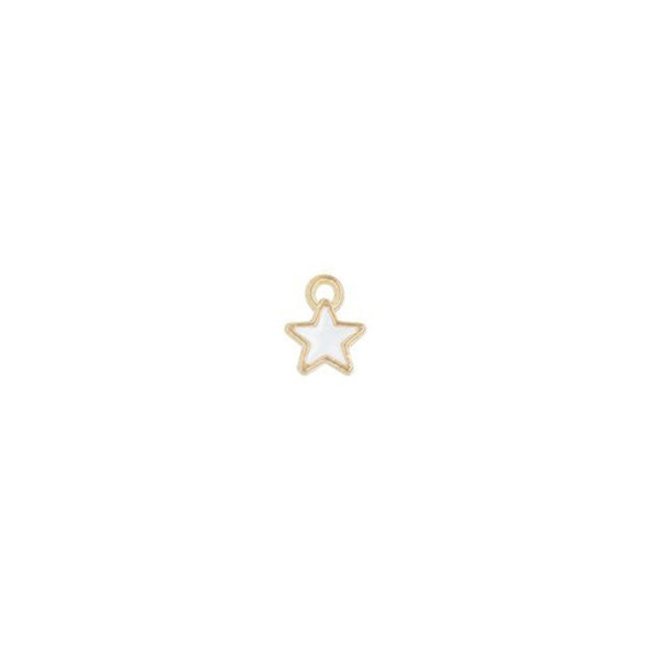 Charm-WHITE TINY STAR-7x9mm Enamel Plated