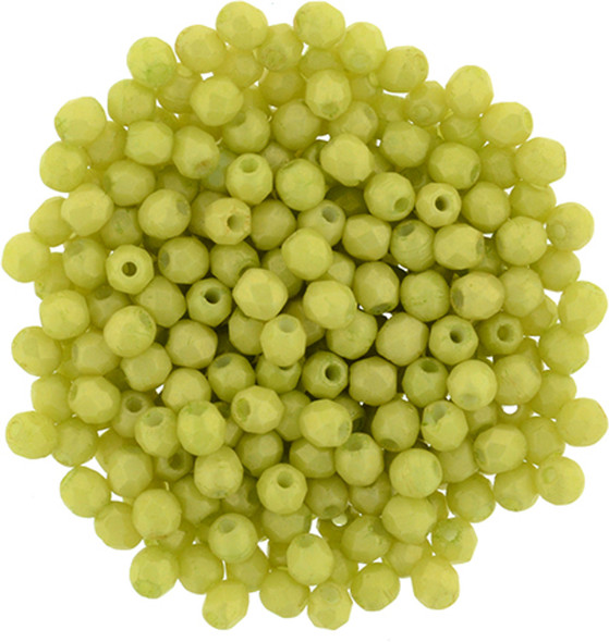 Czech Glass FIREPOLISH Beads 2mm PACIFICA HONEYDEW