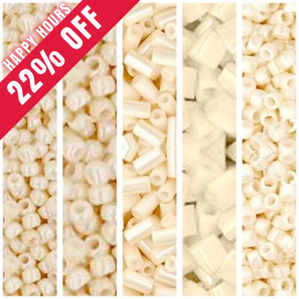 Toho LIGHT BEIGE Ivory Cream Seed Beads Gift Box Set 5 Tubes (5300pcs)