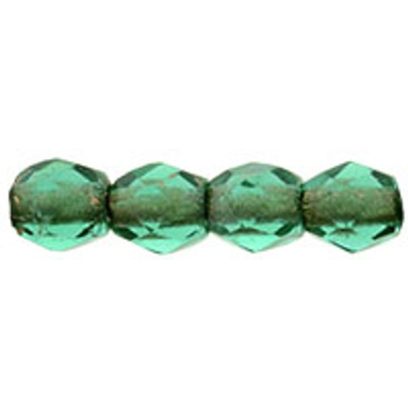 Firepolish 3mm Czech Beads EMERALD COPPER LINED