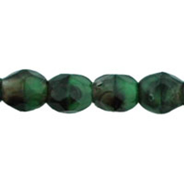 Firepolish 3mm Czech Glass Beads GREEN WITH BLACK