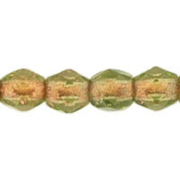 Firepolish 3mm Czech Glass Beads OLIVINE COPPER LINED