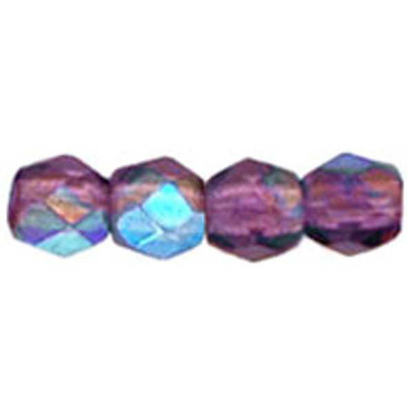 Firepolish 3mm Czech Glass Beads DK AMETHYST AB