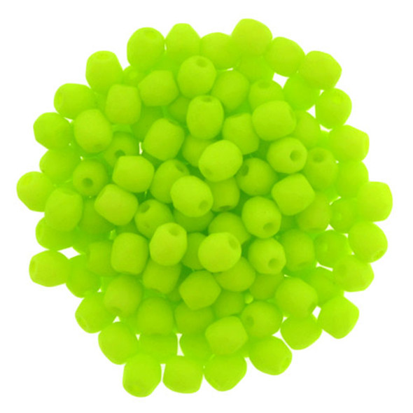 Firepolish 3mm Czech Glass Beads NEON LIME