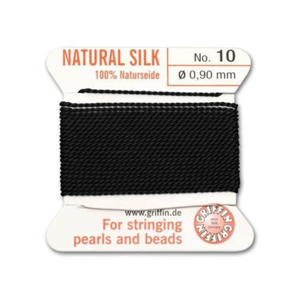 Griffin Natural Silk Bead Cord No.10 BLACK