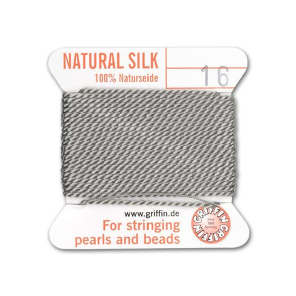 Griffin Natural Silk Bead Cord No.16 GREY