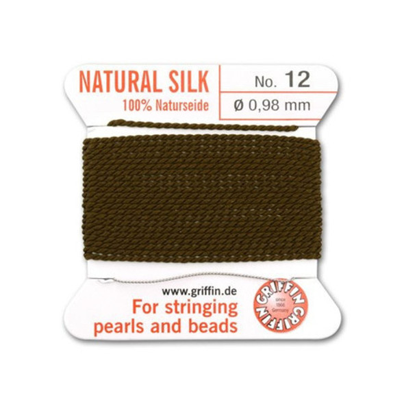 Griffin Natural Silk Bead Cord No.12 BROWN