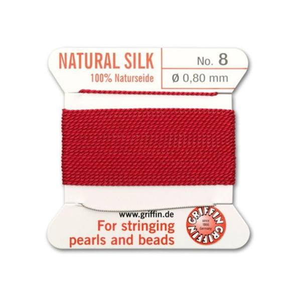 Griffin Natural Silk Bead Cord No.8 RED