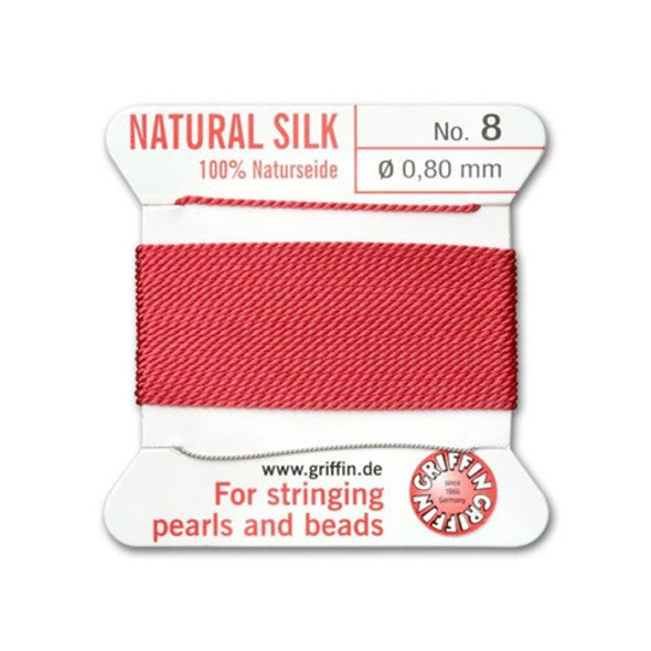 Griffin Natural Silk Bead Cord No.8 CORAL