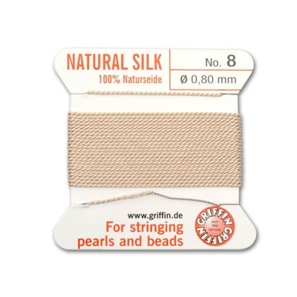 Griffin Natural Silk Bead Cord No.8 LIGHT PINK