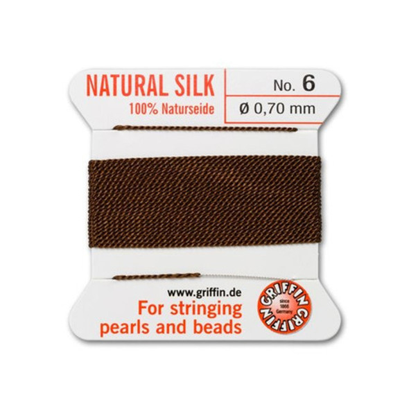 Griffin Natural Silk Bead Cord No.6 BROWN