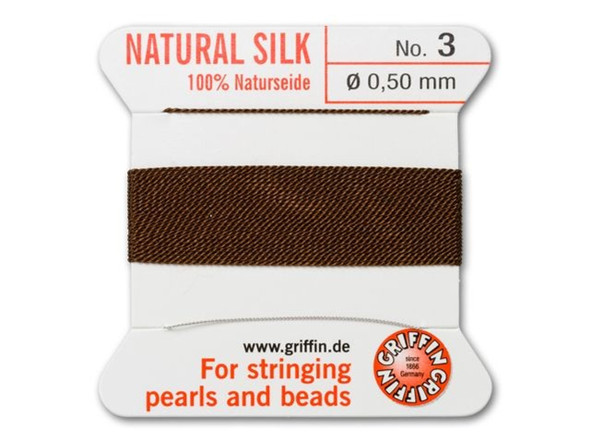 Griffin Natural Silk Bead Cord No.3 BROWN