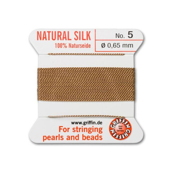 Griffin Natural Silk Bead Cord No.5 BEIGE