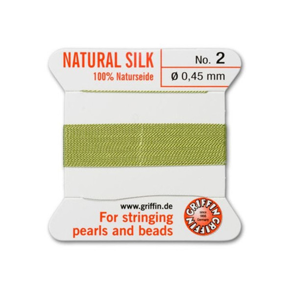 Griffin Natural Silk Bead Cord No.2 JADE GREEN