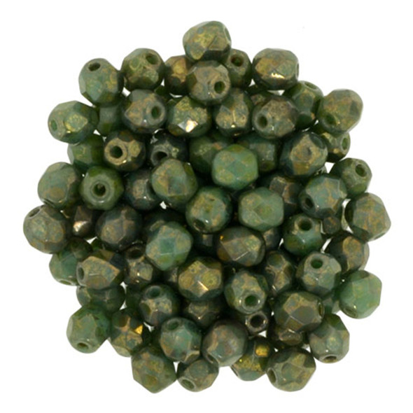 Czech Glass FIREPOLISH Beads 4mm GREEN TURQUOISE BRONZE PICASSO