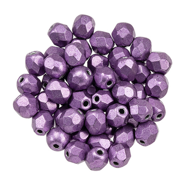 Czech Glass FIREPOLISH Beads 4mm SATURATED METALLIC GRAPEADE