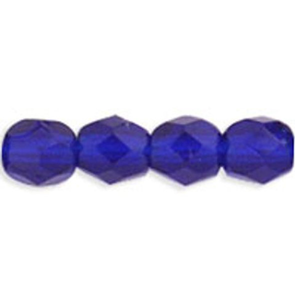 Czech Glass FIREPOLISH Beads 4mm COBALT