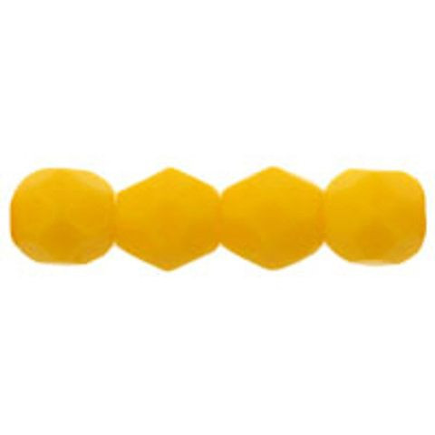 Czech Glass FIREPOLISH 4mm OPAQUE SUNFLOWER YELLOW