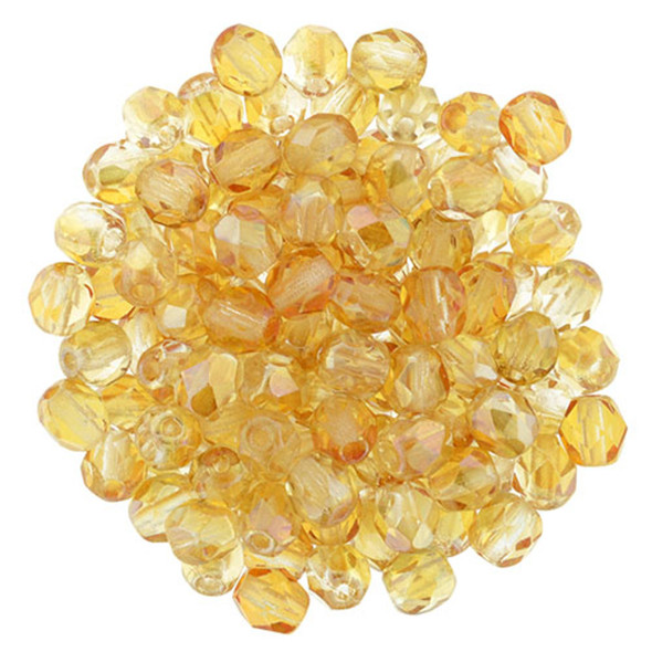 Czech Glass FIREPOLISH Beads 4mm CRYSTAL CELSIAN