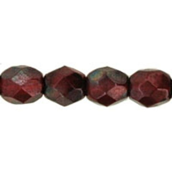 Czech Glass FIREPOLISH Beads 4mm SIAM RUBY VEGA