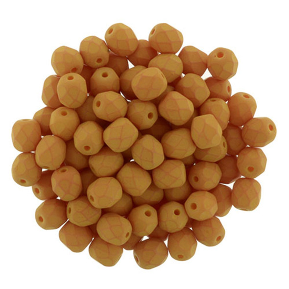 Czech Glass FIREPOLISH Beads 4mm SATURATED PUMPKIN