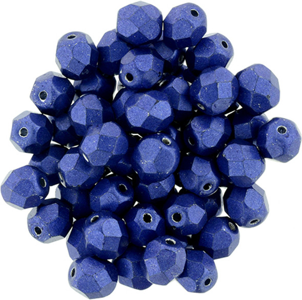 Firepolish 6mm Czech Glass Beads SATURATED METALLIC LAPIS BLUE
