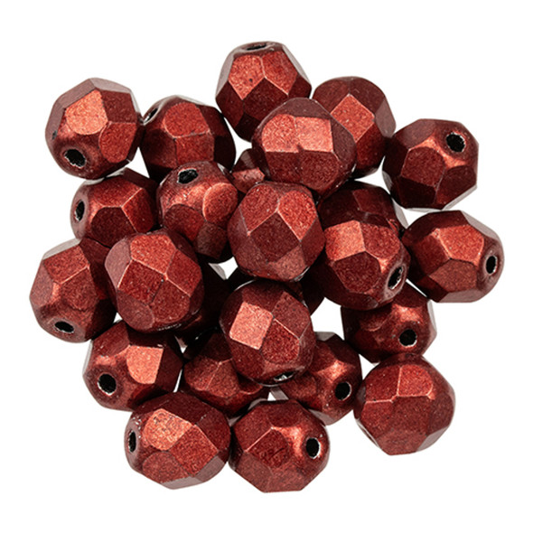 Firepolish 6mm Czech Glass Beads SATURATED METALLIC MERLOT