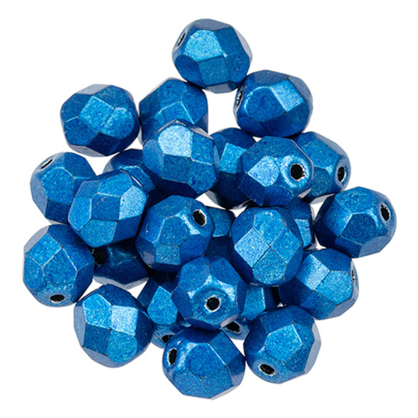 Firepolish 6mm Czech Glass Beads SATURATED METALLIC GALAXY BLUE