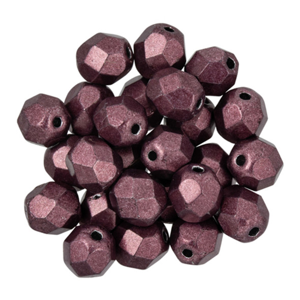 Firepolish 6mm Czech Glass Beads SATURATED METALLIC RED PEAR
